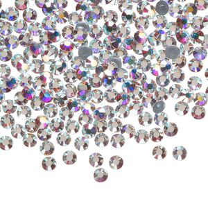 Flat back, Dance With Me&trade; crystal hotfix rhinestone, crystal AB, foil back, 3-3.2mm rose, SS12. Sold per pkg of 1,440 (10 gross).