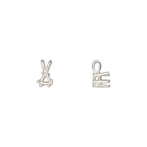 Pendant, Sure-Set&trade;, sterling silver, 4mm with 6-prong triangle basket setting. Sold individually.