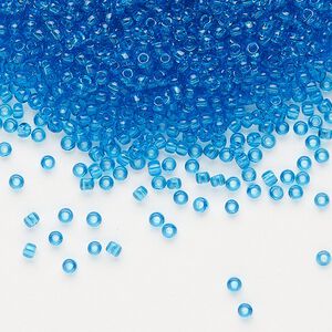 Seed bead, Dyna-Mites&trade;, glass, pkg/40g, #11 round, transparent turquoise blue, (15 11/0 RR).