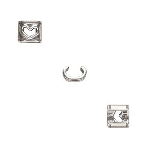 Component, JBB Findings, antique silver-plated brass, 7x6.5mm with open heart, 4.5x2mm inside diameter. Sold per pkg of 2.