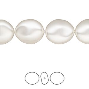 Pearl 100pk white, Swarovski&reg; 14x12mm baroque coin 5842