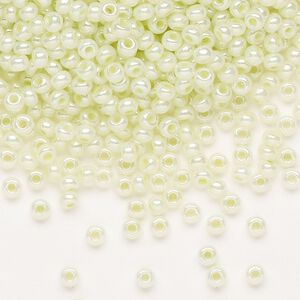 Seed bead, Preciosa Ornela Czech glass, pkg/500g, #8 rocaille, opaque luster pastel green, (37152).