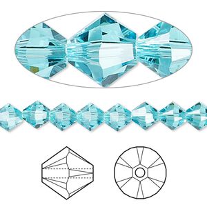 Bead 144pk light turquoise, Crystal Passions&reg; 6mm bicone 5328