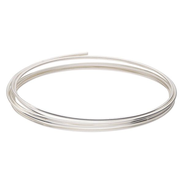 Wire, Beadalon&reg;, silver-plated copper, half-hard, square, 18 gauge. Sold per 1.25-meter section. image number 0