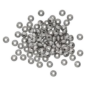 Bead 1pkg100 silver-plated, 5x3mm saucer, brass antique