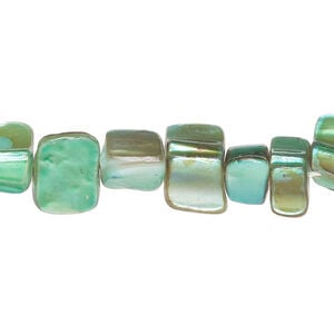 Mother-of-pearl shell 1pkg1, triangle tube bead 15 inch chocolate mint 7x5mm-13x9mm