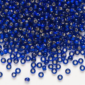 Seed bead, Preciosa Ornela, glass, transparent silver-lined blue, #8 rocaille. Sold per 500-gram pkg.