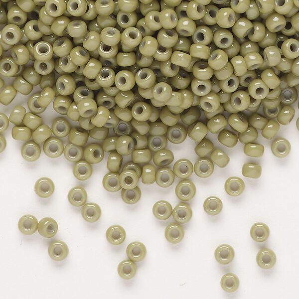 Seed bead, Miyuki, glass, pkg/250g, #8 rocaille, Duracoat&reg; opaque outside dyed cactus (RR-4474). image number 0