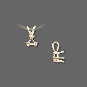 Pendant, Sure-Set&trade;, 14Kt gold, 5mm with 6-prong triangle basket setting. Sold individually.