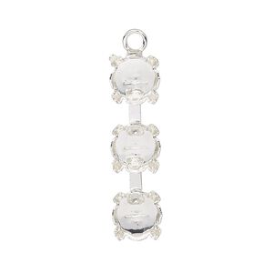Drop, silver-finished brass, 29x8mm with cupchain and (3) SS39 4-prong rivoli settings. Sold per pkg of 2.