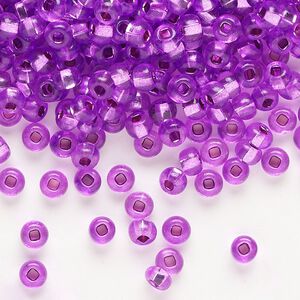 Seed bead, Preciosa Ornela Czech glass, pkg/50g, #6 rocaille, transparent silver-lined dark purple, (18228).