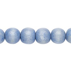 Bead 1pkg1, Taiwanese cheesewood (dyed / waxed), light blue, 9-10mm round, 15-1/2 to 16 inches.