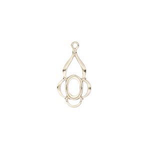 Drop, glue-in, 14Kt gold-filled, 16.5x10mm fancy oval with 6x4mm oval setting and open back. Sold individually.