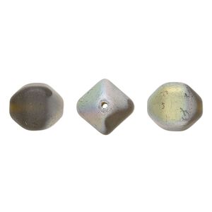 Bead, Czech pressed glass, frost iris brown, 12mm 4-sided oval. Sold per 15" to 16" strand.