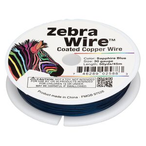 Wire, Zebra Wire&trade;, color-coated copper, sapphire blue, round, 30 gauge. Sold per 50-yard spool.