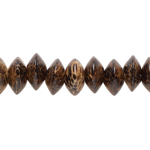 Bead 1pkg1, patikan palm wood, light and dark brown, 10x6mm hand-cut saucer 15.5-16 inch.