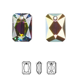 Drop 24pk crystal vitrail medium P, Swarovski&reg; 16x11.5mm pendant emerald cut 6435