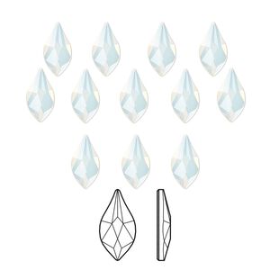 Flat back 12pk white opal foil back, Crystal Passions&reg; 7.5x4mm flame 2205