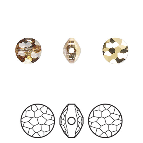 Bead 1pkg144 crystal aurum, Swarovski&reg;, 8mm puffed round 5034 image number 0