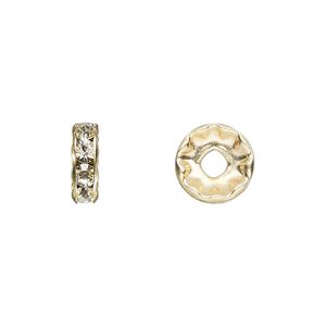Bead 6pk crystal gold plate, Preciosa Czech crystal 10x3.5mm rondelle
