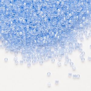 Seed bead, Delica&reg;, glass, pkg/7.5g, #11 round, translucent glazed luster pale sky blue (DB-1475-1).