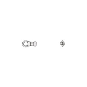 Crimp end 1pkg4 silver-plated pewter, 4x2mm tube / loop / 1mm inside diameter, antiqued / JBB Findings