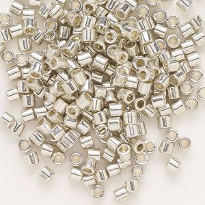 Seed bead, Delica&reg;, glass, pkg/7.5g, #8 round, opaque galvanized silver (DBL-0035).