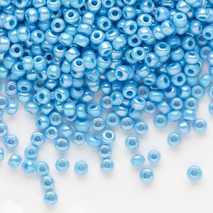 Seed bead, Dyna-Mites&trade;, glass, opaque rainbow turquoise blue, #8 round. Sold per 1/2 kilogram pkg.
