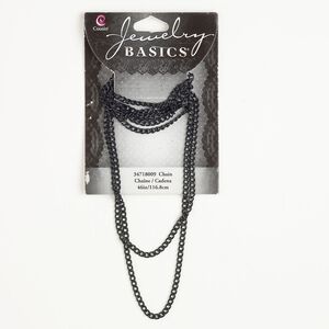 Chain steel 1pk 3.1mm curb, anodized black 46 inch