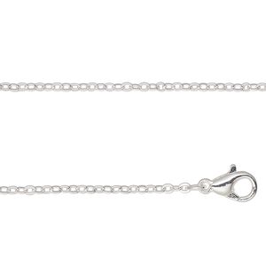 Chain 1pkg1 cable, 2mm / lobster claw clasp, silver-finished steel 18 inch