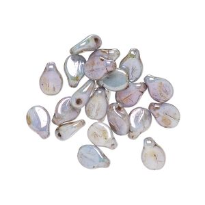 Bead, Preciosa Pip&trade;, Czech pressed glass, opaque pale green porcelain, 7x5mm top-drilled pip. Sold per pkg of 30.