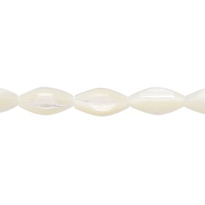 Mother-of-pearl shell 1pkg1, oval bead 15.5 to 16 inch white 12x6mm