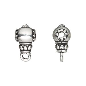 Bead, TierraCast&reg;, "Soulful Spirit" collection, antique silver-plated pewter (tin-based alloy), 12x9mm lotus guru with closed loop. Sold per pkg of 2.