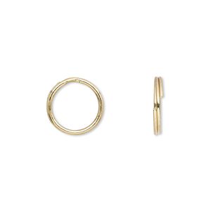 Split ring 1pkg100 gold-finished, 12mm round, 10.4mm inside diameter / steel