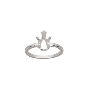 Ring, Sure-Set&trade;, sterling silver, 10x7mm 6-prong pear basket setting, size 6. Sold individually.