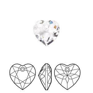 Drop 48pk crystal, Swarovski&reg; 10.5mm pendant heart cut 6432