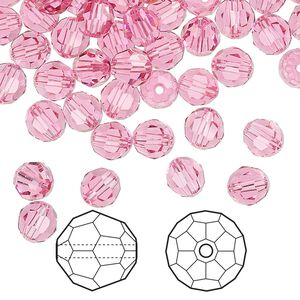 Bead 144pk rose, Crystal Passions&reg; 6mm round 5000