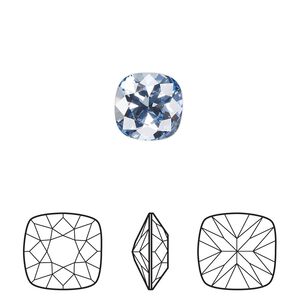 Fancy stone 144pk light sapphire foil back, Swarovski&reg; 10mm cushion 4470