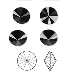 Chaton 4pk jet, Crystal Passions&reg; 10.54-10.91mm rivoli SS47 1122