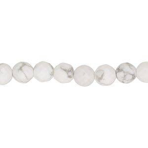 Howlite 1pkg1, faceted round bead natural 15.5-16 inch 6mm