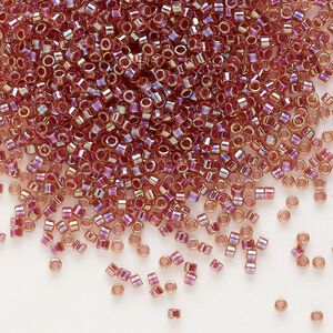 Seed bead, Delica&reg;, glass, pkg/7.5g, #11 round, translucent berry-lined rainbow light topaz (DB-0088).
