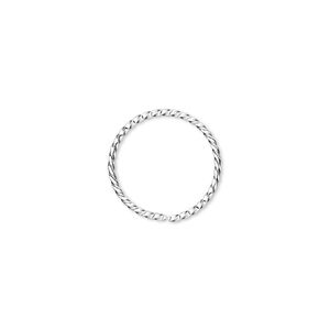 Jump ring 1pkg100 silver-plated, 15mm twisted round, 18 gauge / 13.7mm inside diameter / brass