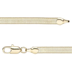 Chain 1pkg1 herringbone, 4mm / lobster claw clasp, gold-finished brass 16 inch