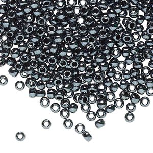 Seed bead, TOHO BEADS&reg;, glass, pkg/7.5g, #8 round, opaque metallic hematite (TR-08-81).