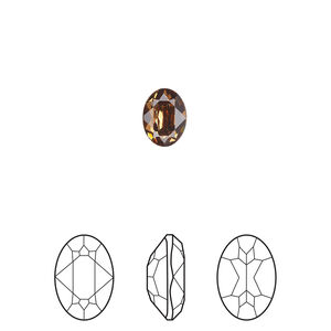 Fancy stone 1pkg4 light smoked topaz foil back, Crystal Passions&reg; Regenerated 8x6mm oval 4120