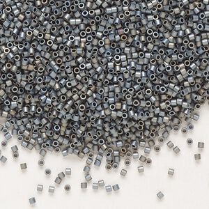 Seed bead, Delica&reg;, glass, pkg/250g, #15 round, opaque matte metallic silver grey (DBS-0307).