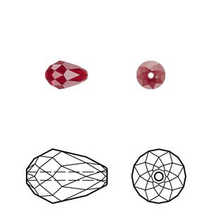 Bead 4pk Siam, Crystal Passions&reg; 9x6mm teardrop 5500