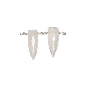 Chalcedony 1pkg2, hand-cut top-drilled AB faceted spike bead 16x6mm