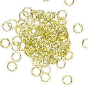 Jump ring 1pkg100 aluminum, 5mm round, 20 gauge / 3.4mm inside diameter / light green