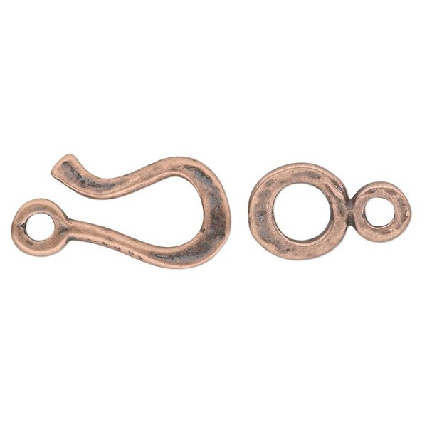 Clasp hook&eye 1pkg1 copper-plated pewter (tin alloy), 21x12mm flat, antique JBB Findings 1-strand image number 0